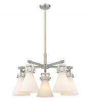 Innovations Lighting 411-5CR-SN-G411-7WH - Newton Cone - 5 Light - 26 inch - Satin Nickel - Chandelier