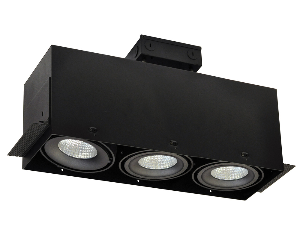 LED Trimless 3-Head MLS Housing, 30W / 2100lm per Head, 3000K, 32-Degrees Flood, Black, 120-277V