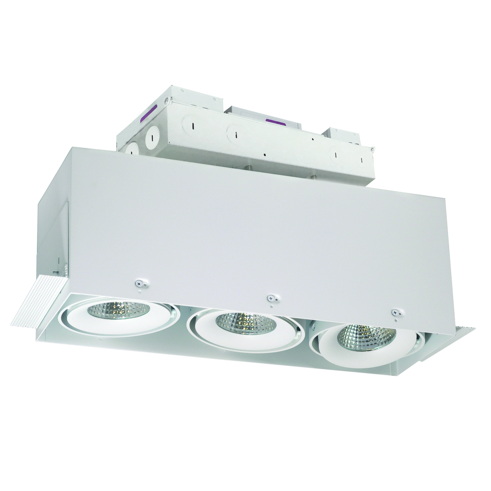 LED Trimless 3-Head MLS Housing, 30W / 2100lm per Head, 3000K, 16-Degrees Spot, White, 120-277V