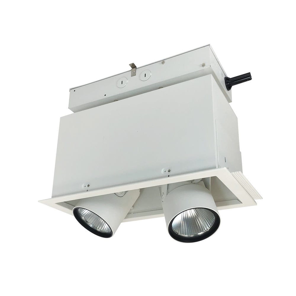 Pull-Down LED Trimless 2-Head MLS, 30W / 2100lm per Head, Spot, 4000K, White, 120V Triac/ELV/0-10V