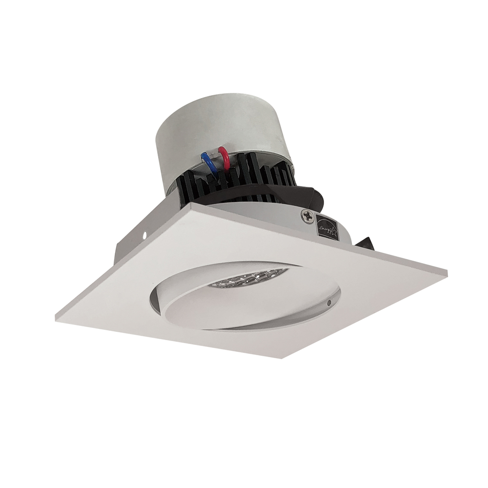 4&#34; Pearl LED Square Adjustable Cone Retrofit, 1000lm / 12W, 3500K, White Reflector / White