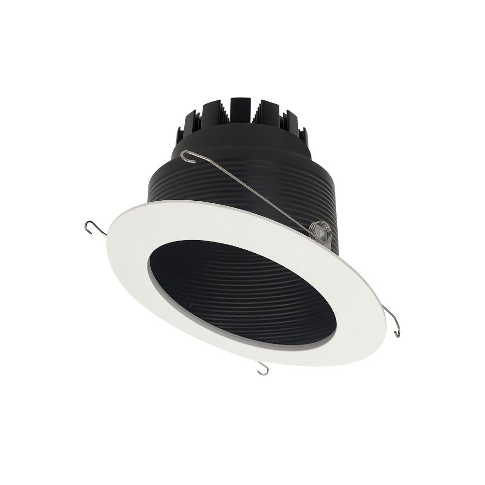 6&#34; Marquise III Round Slope Baffle, 900lm, 3000K, Flood Optic, Black Baffle/White Flange