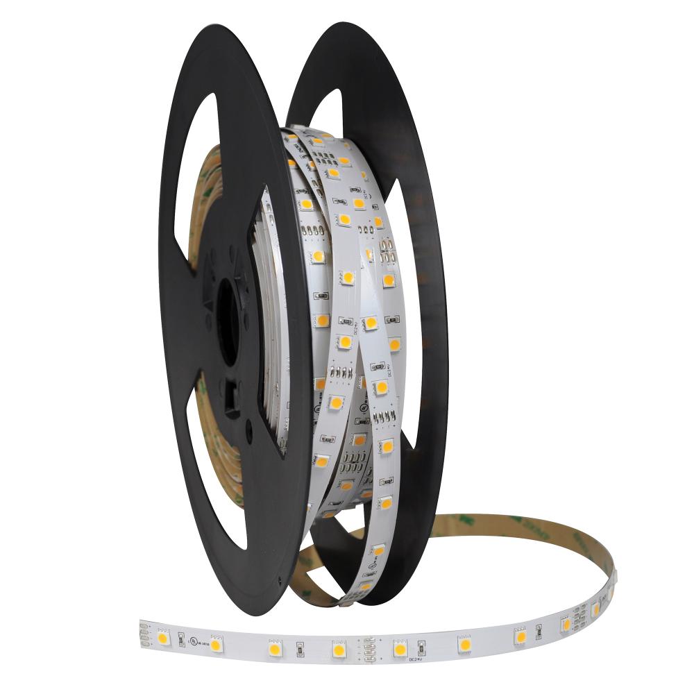 High Output 16&#39; 24V Continuous LED Tape Light, 310lm / 4.3W per foot, 3000K, 90+ CRI