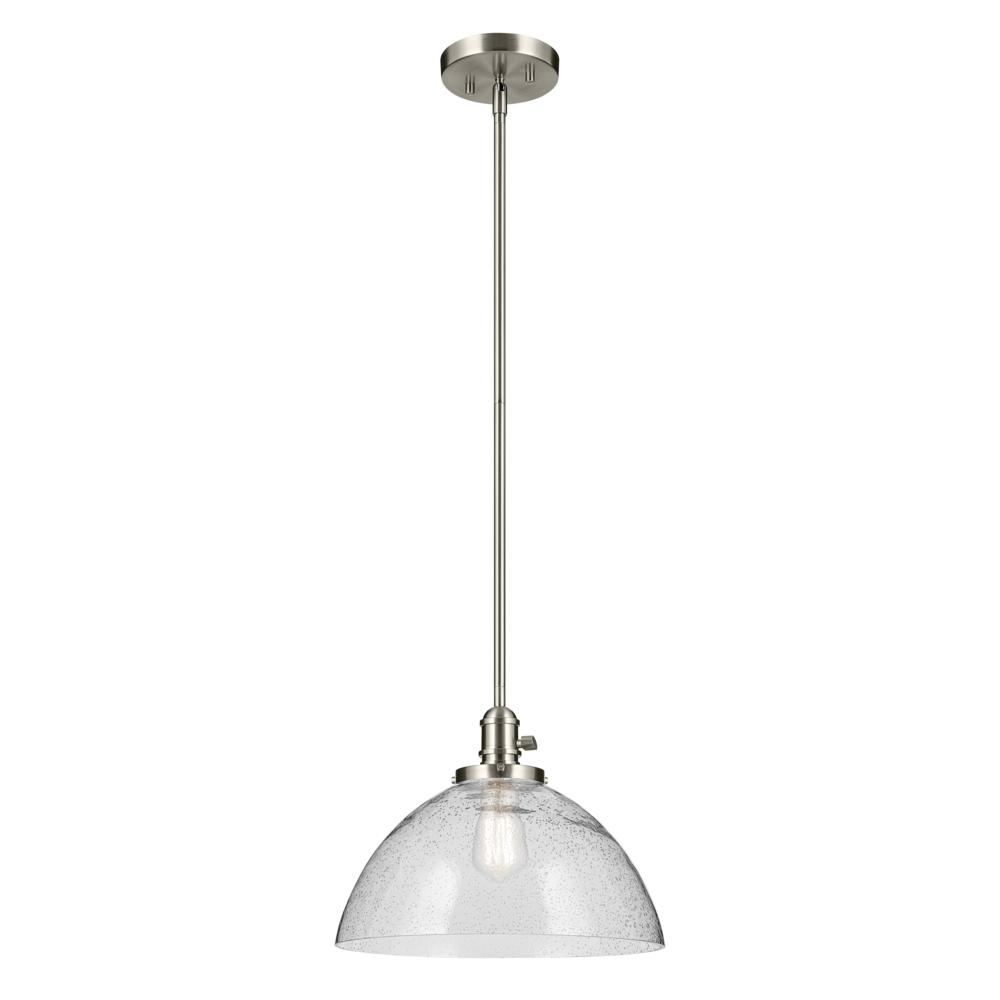 Avery 11&#34; 1-Light Dome Pendant with Clear Seeded Glass in Nickel