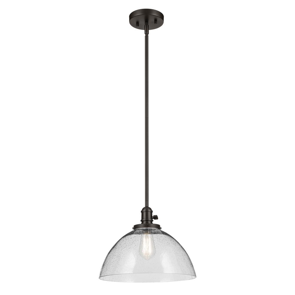 Avery 11&#34; 1-Light Dome Pendant with Clear Seeded Glass in Olde Bronze