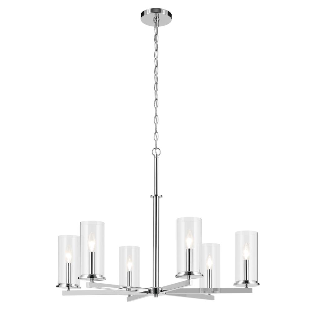 Crosby 21.75&#34; 6-Light Chandelier with Clear Glass in Chrome