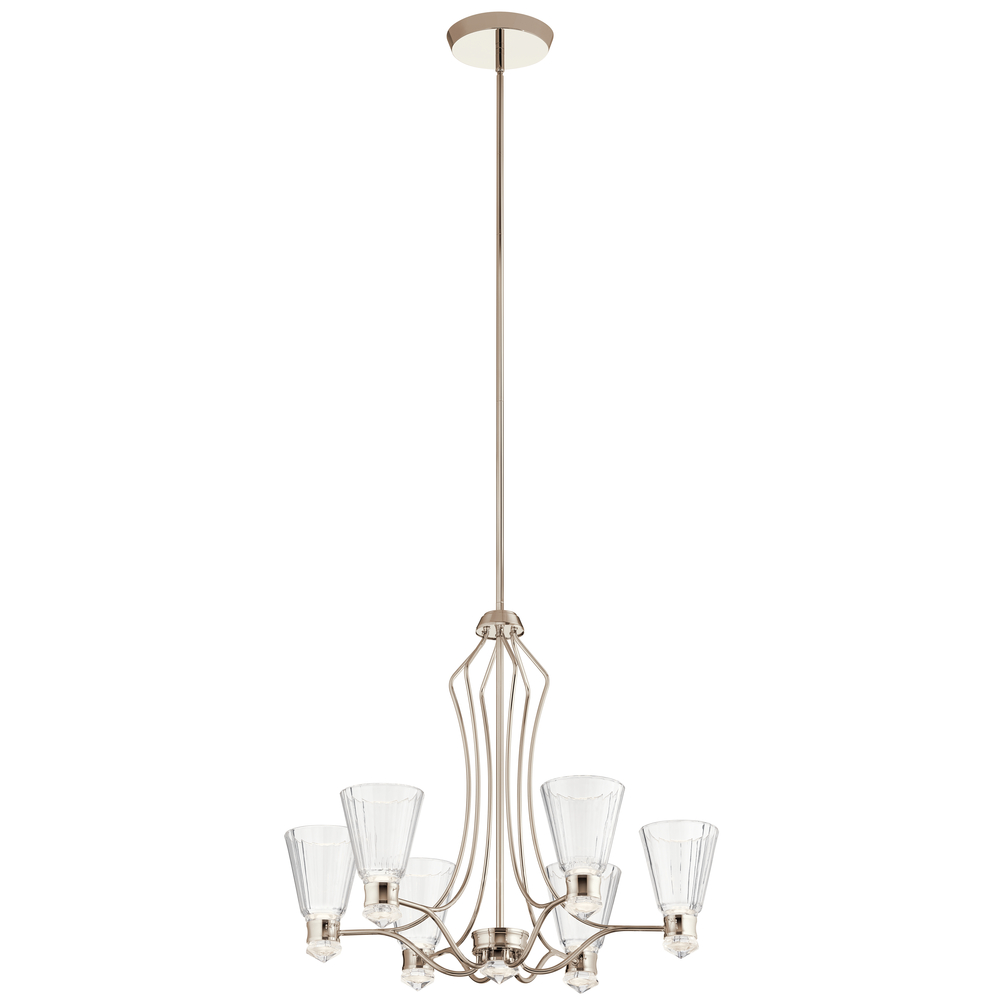 Kayva™27.75&#34; LED 6 Light Chandelier Polished Nickel