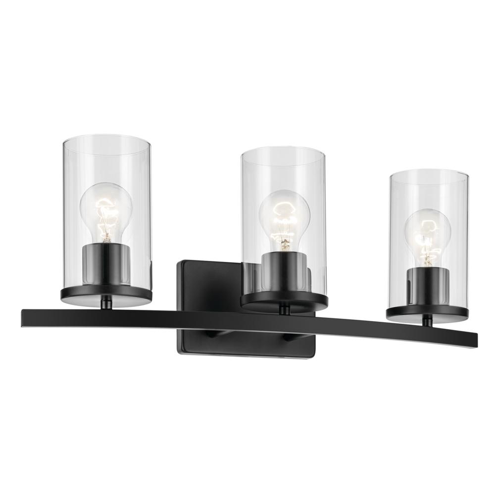 Crosby 23&#34; 3-Light Vanity Light with Clear Glass in Black