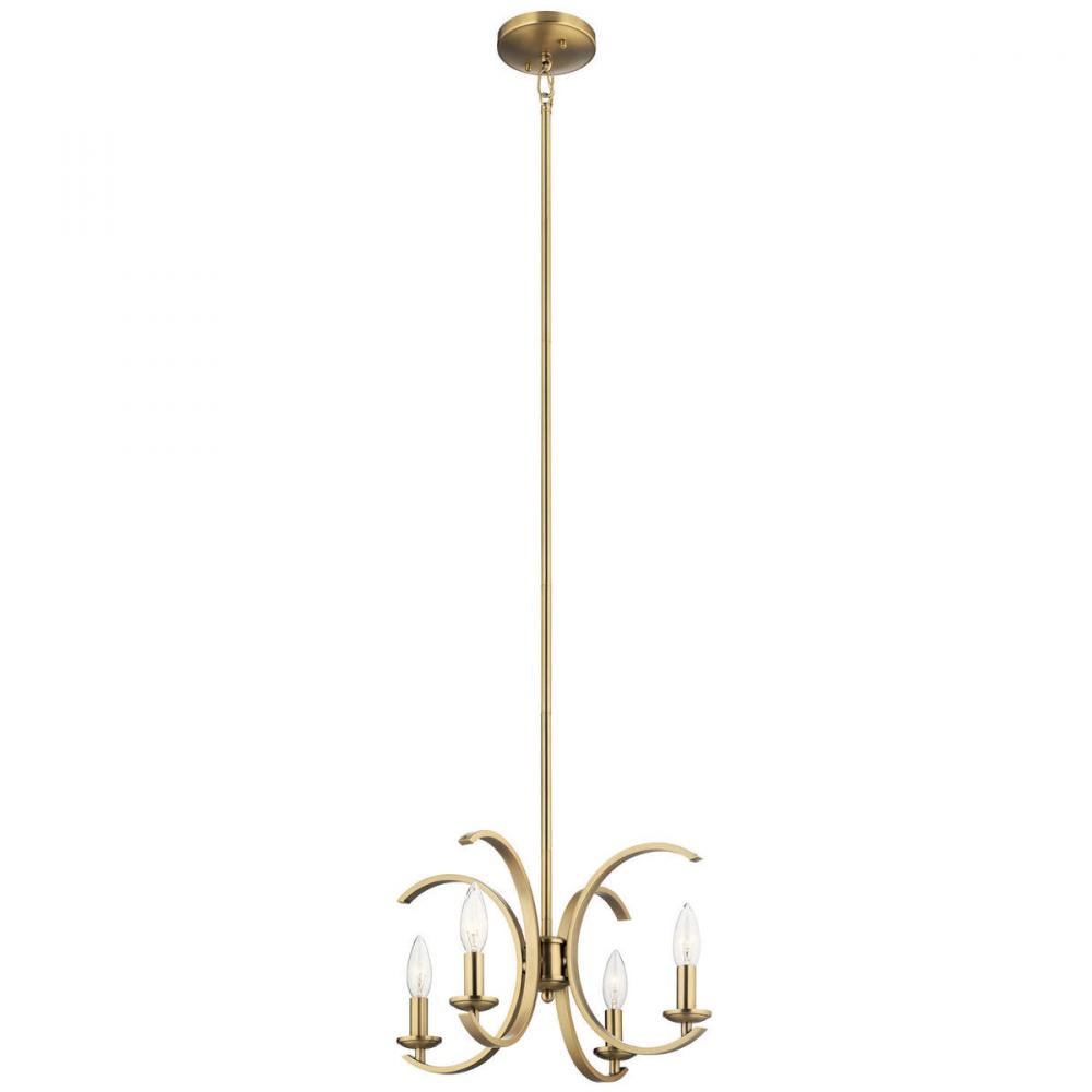 Cassadee 16&#34; 4 Light Convertible Pendant/Semi Flush Brushed in Natural Brass