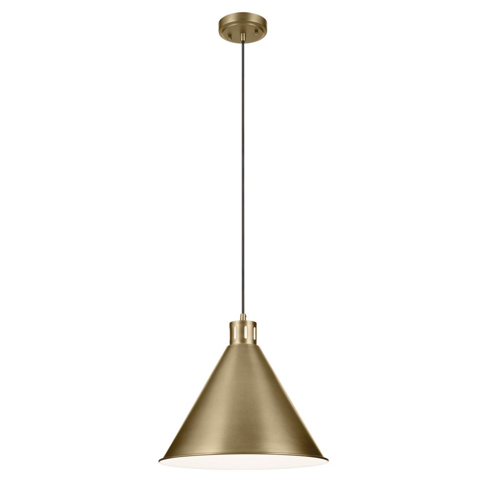 Zailey 14.25&#34; 1-Light Cone Pendant in Natural Brass