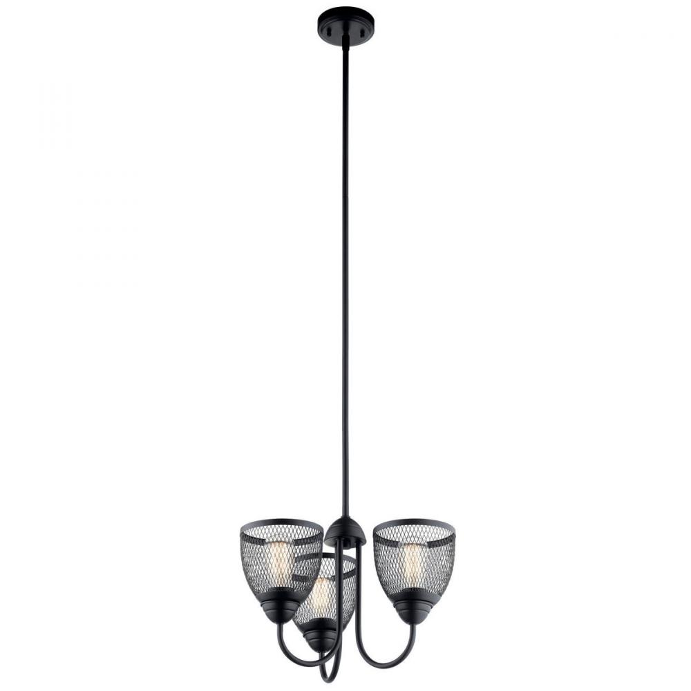 Voclain 12.5&#34; 3 Light Convertible Chandelier/Semi Flush Black