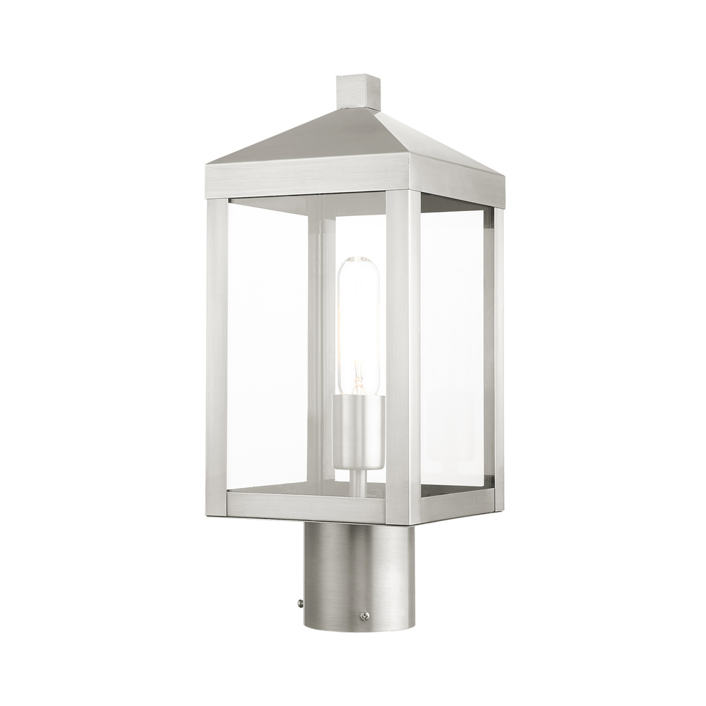 1 Lt Brushed Nickel Outdoor Post Top Lantern