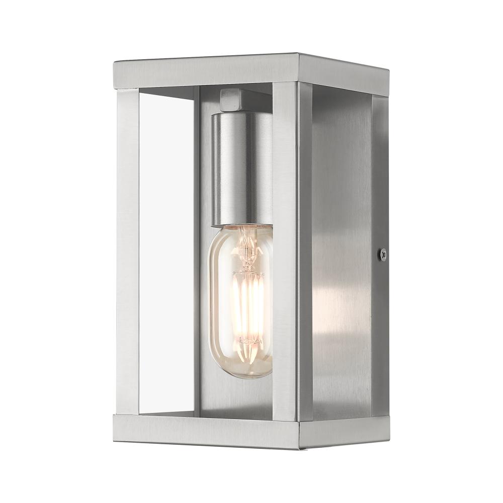 1 Light Brushed Nickel Outdoor ADA Small Wall Lantern