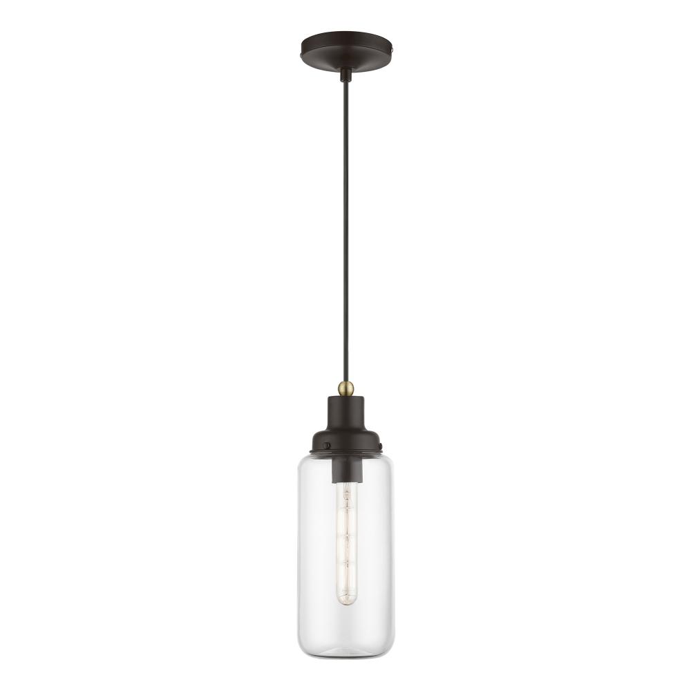 1 Light Bronze with Antique Brass Accent Mini Pendant