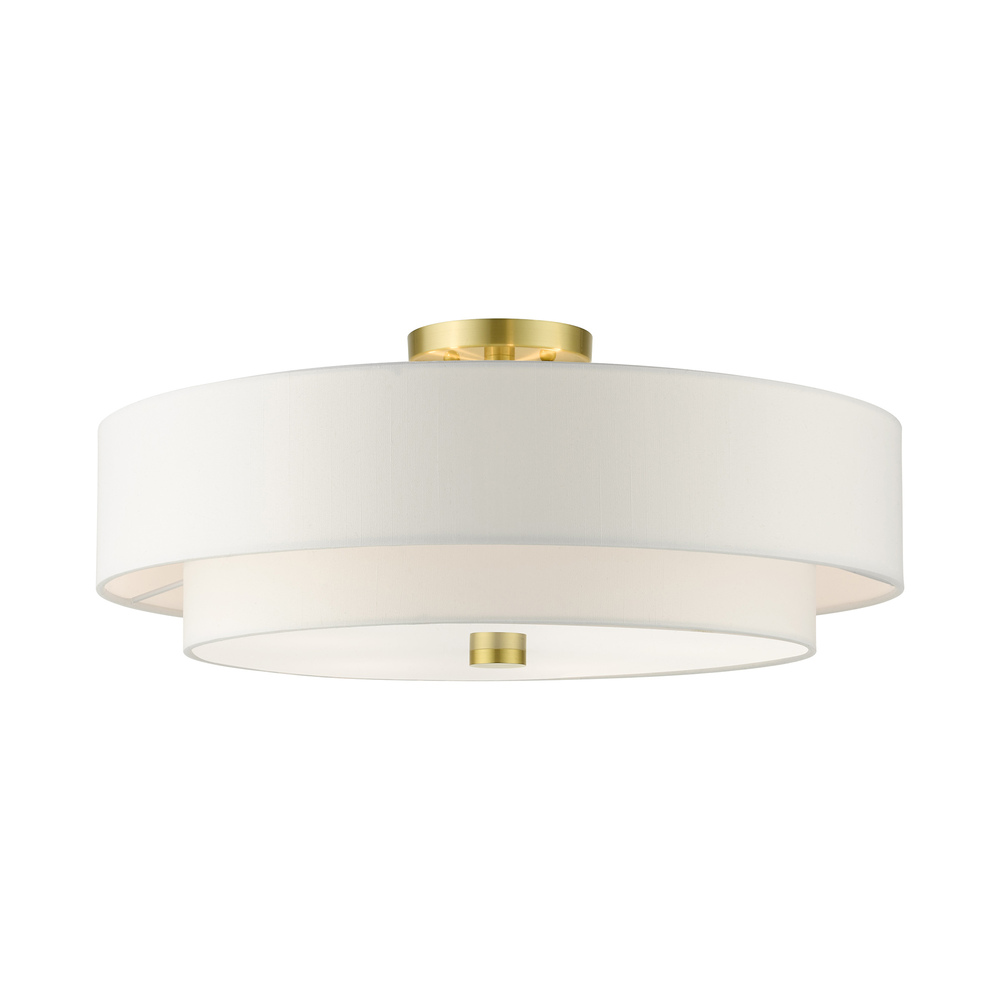 5 Lt Satin Brass Semi Flush