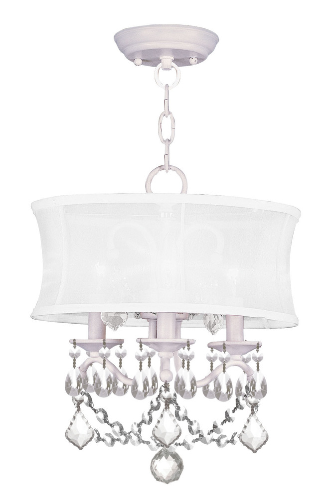 3 Light White Mini Chandelier/Ceiling Mount