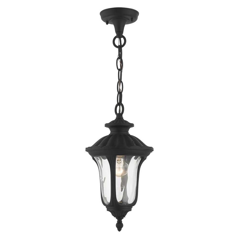 1 Lt Textured Black Outdoor Pendant Lantern