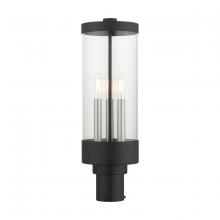  20728-14 - 3 Lt Textured Black Outdoor Post Top Lantern