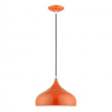 Livex Lighting 41172-77 - 1 Light Shiny Orange with Polished Chrome Accents Pendant