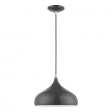 Livex Lighting 41172-96 - 1 Light Shiny Dark Gray with Polished Chrome Accents Pendant