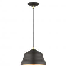 Livex Lighting 55902-07 - 1 Light Bronze Bell Pendant with Gold Finish Inside