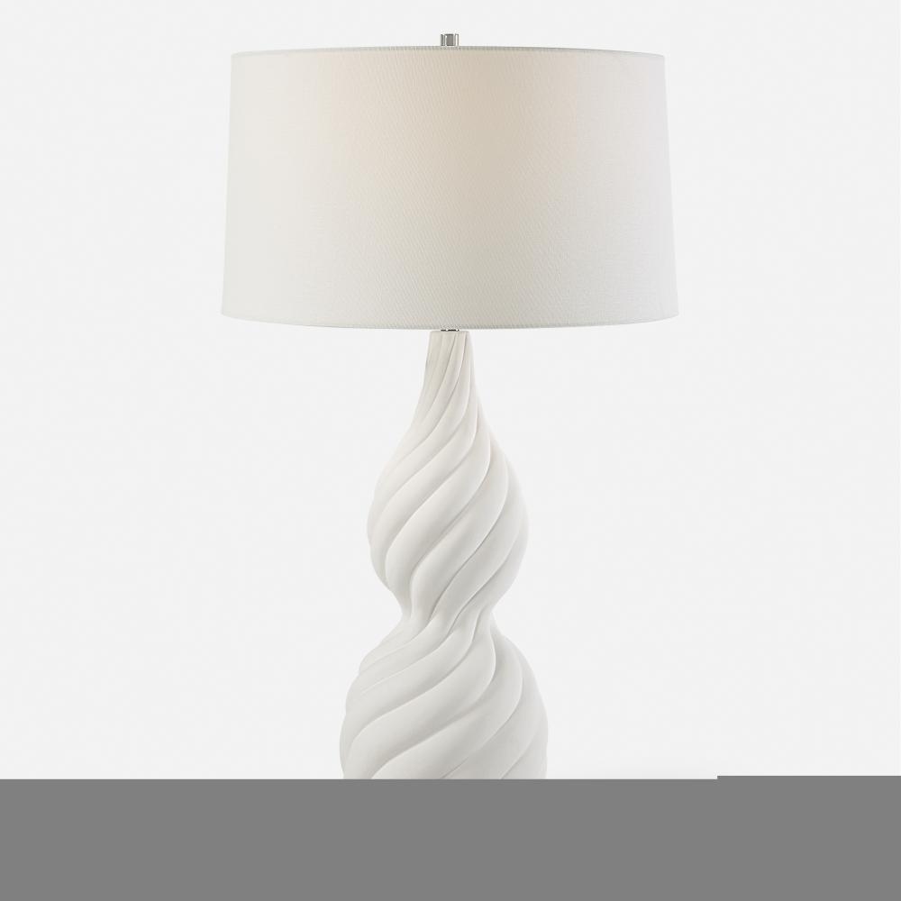 Twisted Swirl White Table Lamp