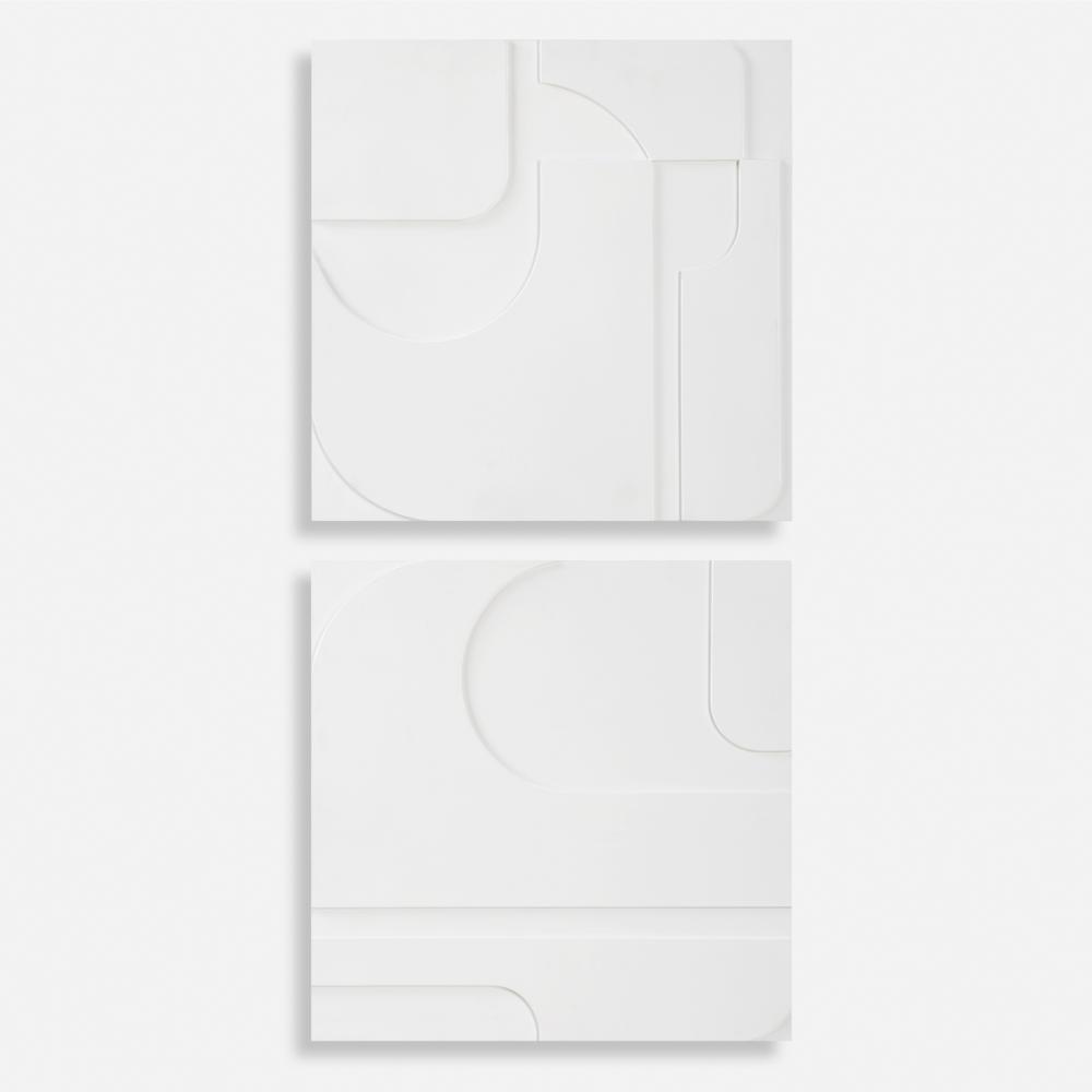 Contours White Wall Decor, S/2