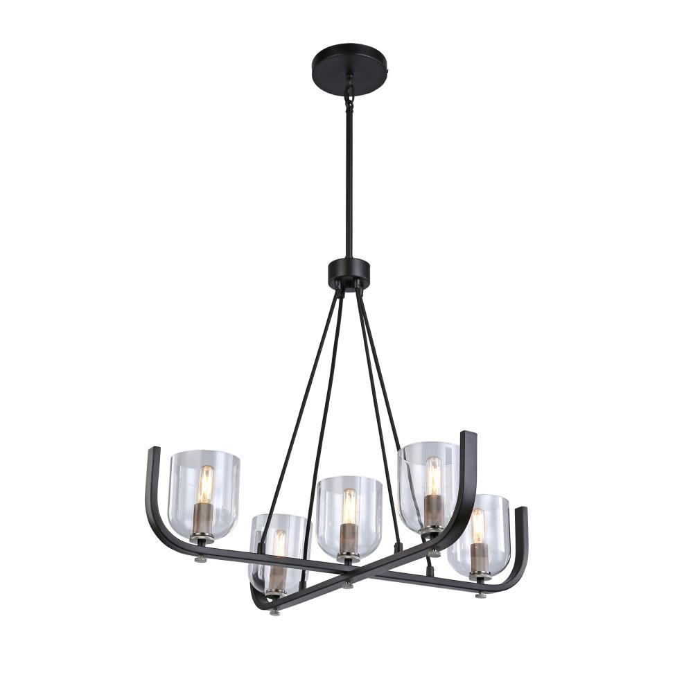 Cheshire Collection 5-Light Chandelier, Black & Nickel