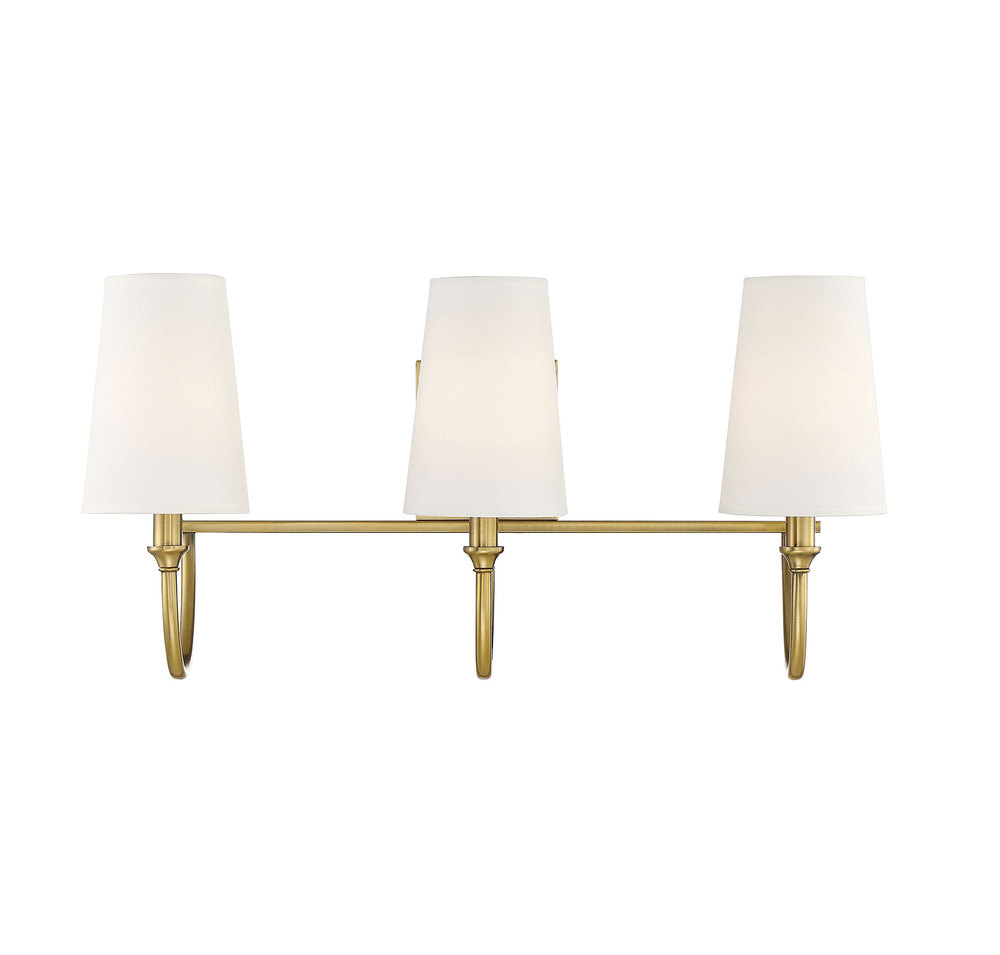 Cameron 3-Light Bathroom Vanity Light in Warm Brass