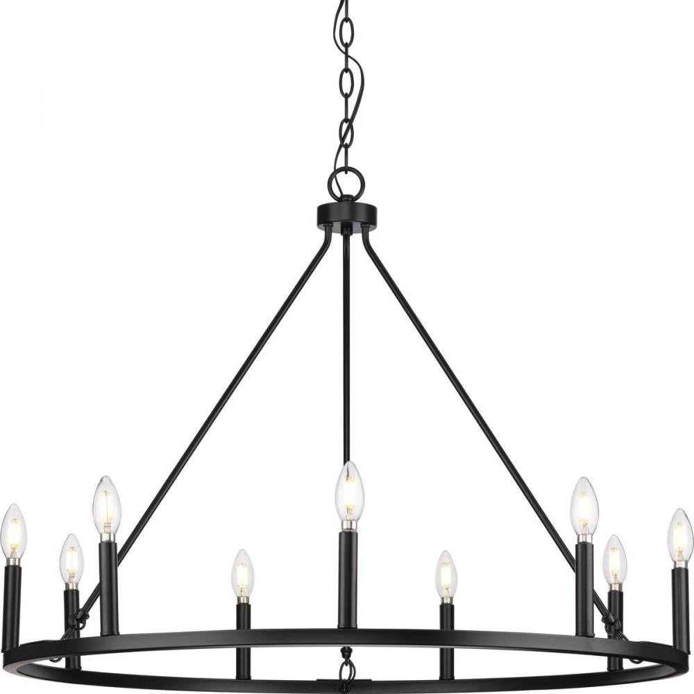 Gilliam Collection Nine-Light Matte Black New Traditional Chandelier