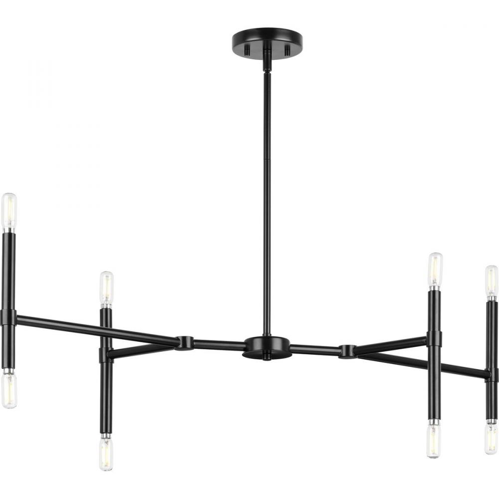 Arya Collection Eight-Light Matte Black Luxe Linear Chandelier