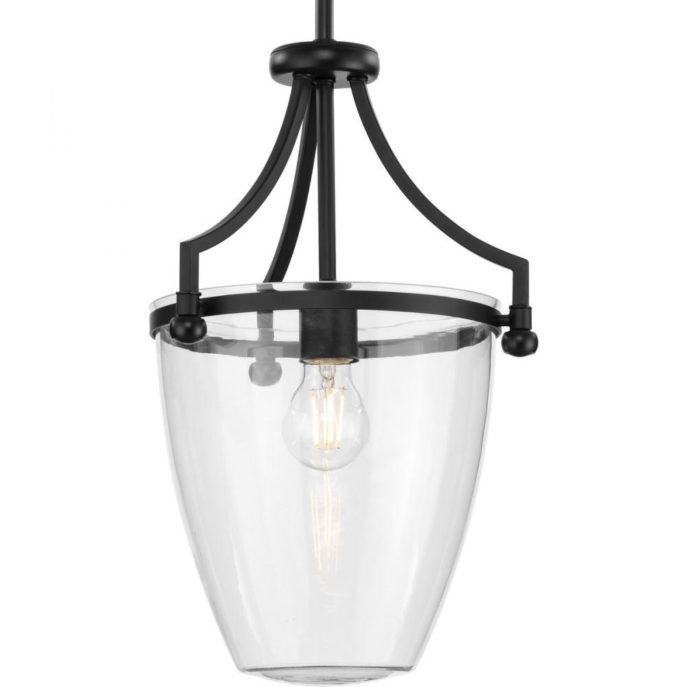 Parkhurst Collection One-Light New Traditional Matte Black Clear Glass Mini-Pendant Light