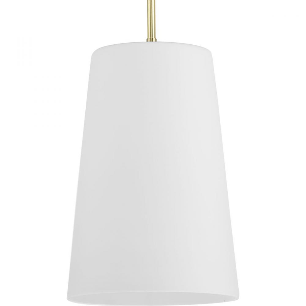 Clarion Collection One-Light Satin Brass Etched White Transitional Pendant