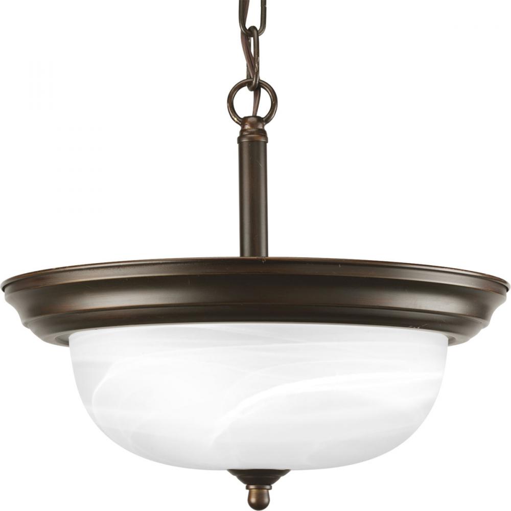 Two-Light Dome Glass 13-1/4&#34; Semi Flush Convertible