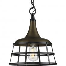 Progress P500236-161 - Bastille Collection One-Light Aged Brass Coastal Pendant Light