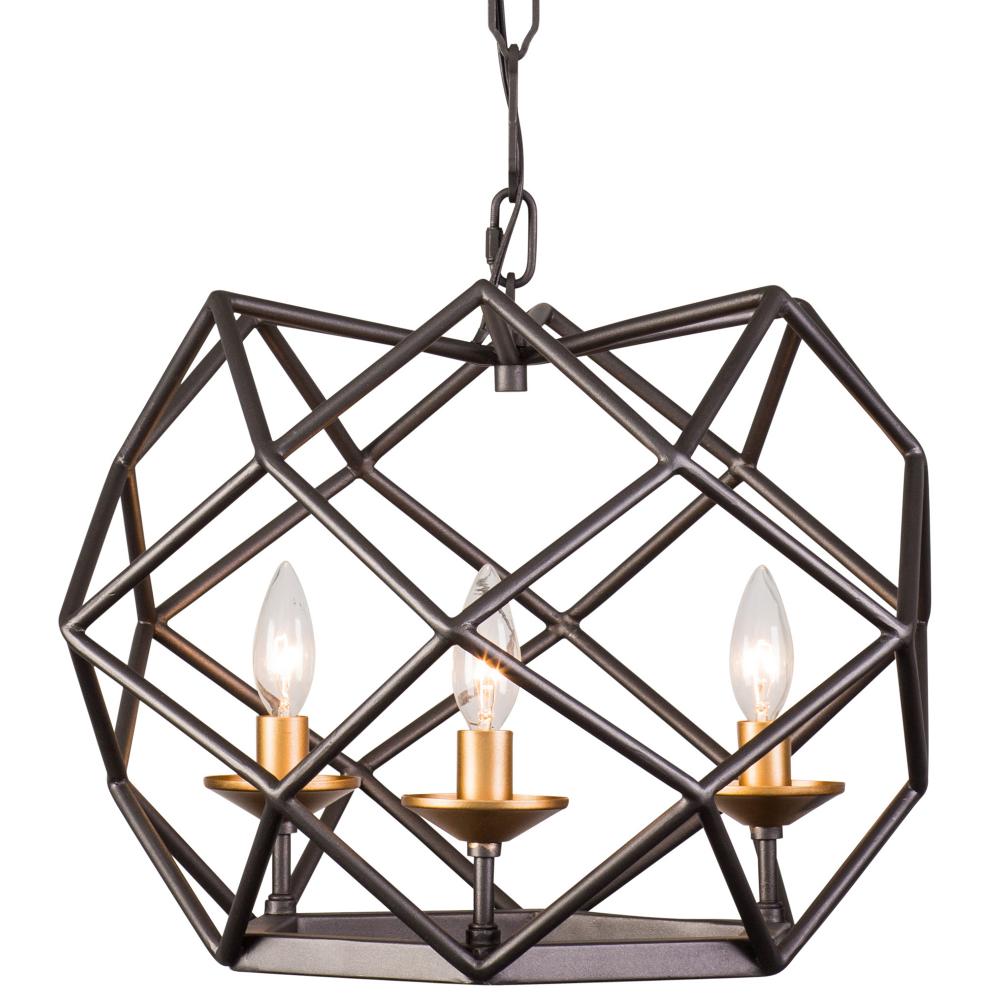 Geo 3-Lt Pendant - Antique Gold/Rustic Bronze