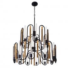 Varaluz 354P20MBAG - Darden 20-Lt 2-Tier Chandelier - Matte Black/Antique Gold