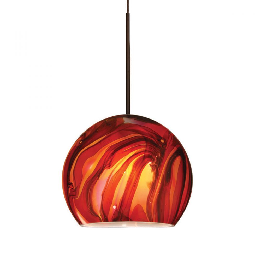 Mistica Monopoint Pendant - Red Flame Shade with Dark Bronze Socket Set, Canopy Included