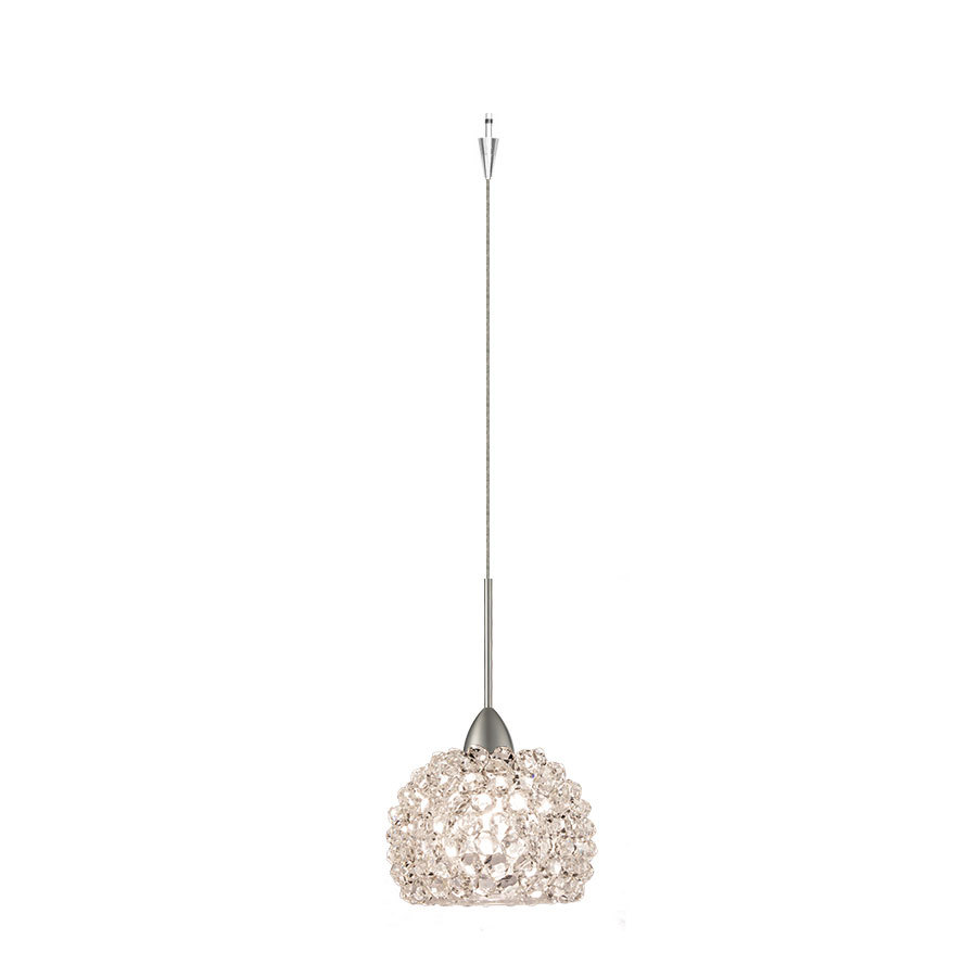 Gia LED 1 Light Quick Connect Pendant with Clear Diamond Crystals in Brushed Nickel