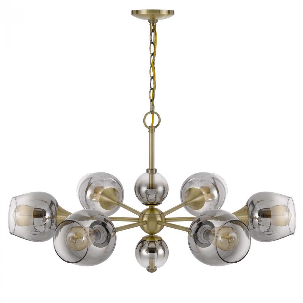 60W x 6 Pendleton metal chandelier with electoral plated smoked glass shades