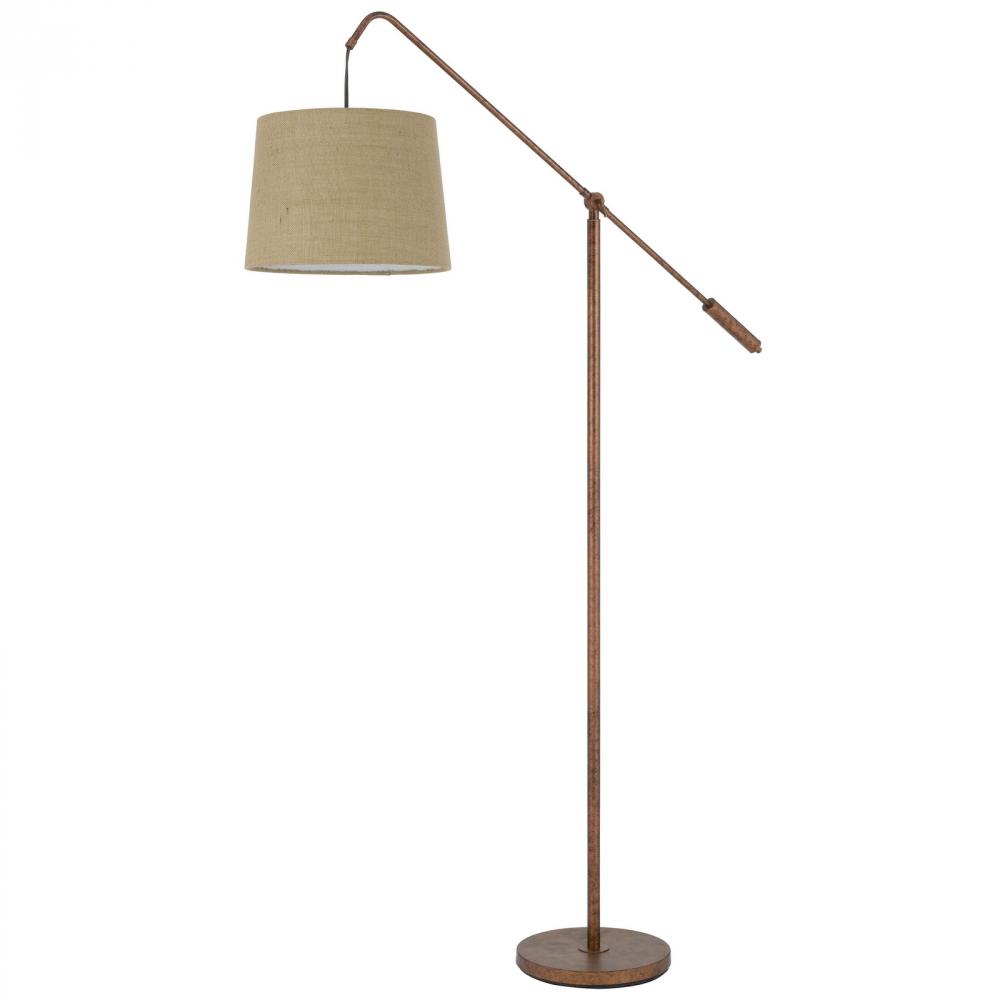 Fishing Rod adjustable metal floor lamp with burlap shade