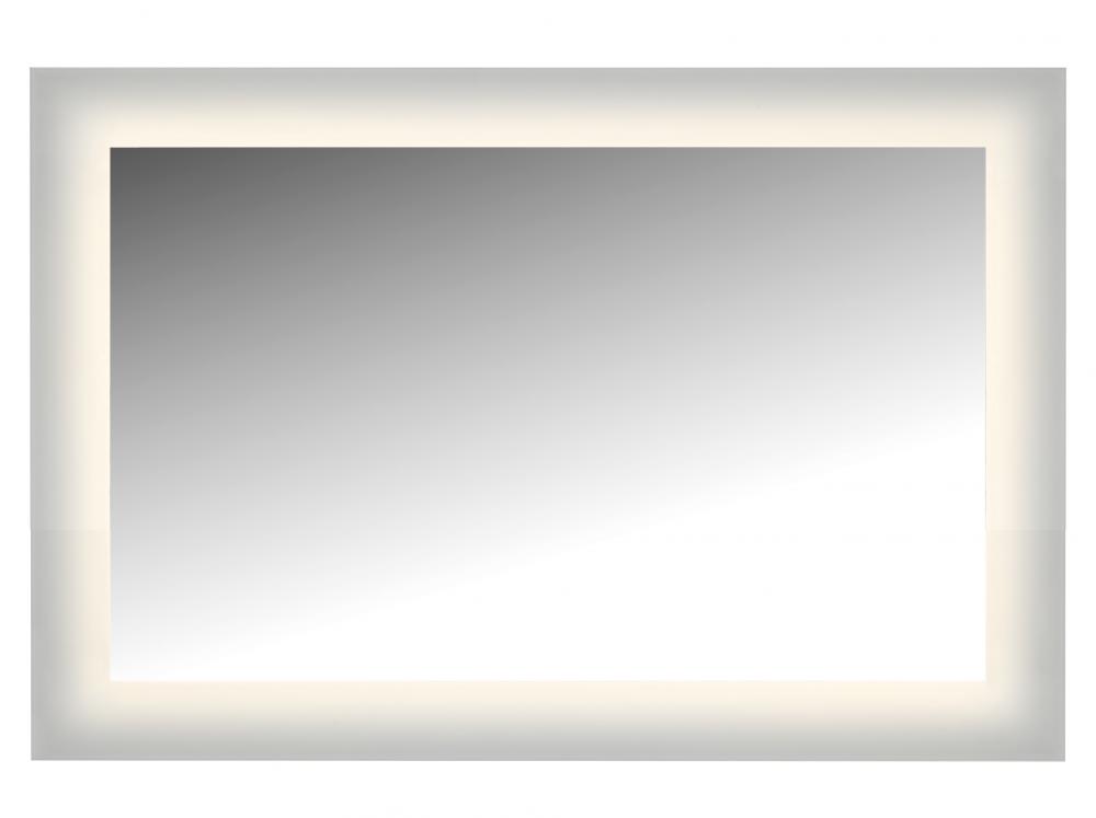 LED Lighted Mirror Wall Glow Style With Frosted Glass To The Edge, 36&#34; X 24&#34; With Easy Cleat