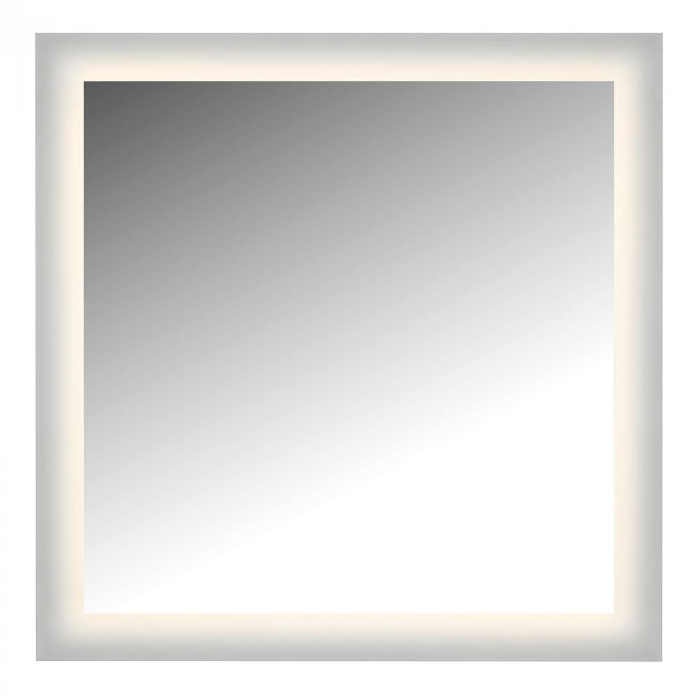 LED Lighted Mirror Wall Glow Style With Frosted Glass To The Edge, 36&#34; X 36&#34; With Easy Cleat