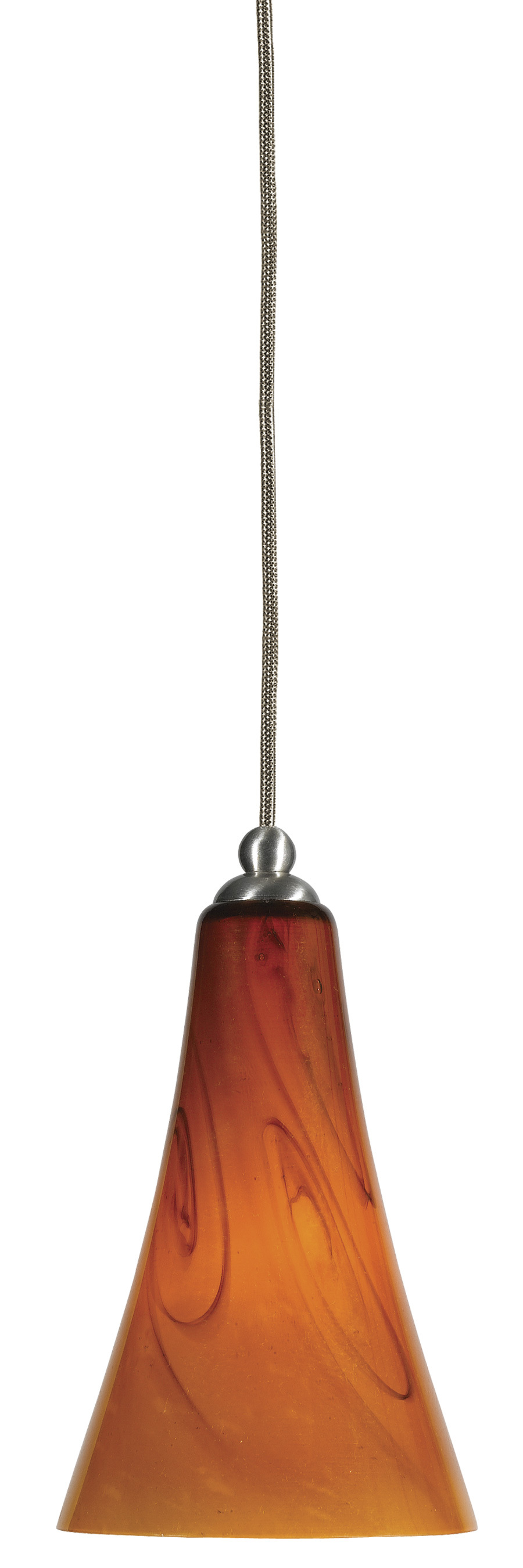 5.9&#34; Tall Glass Pendant With Brushed Steel Cord