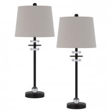 CAL Lighting BO-3093BF-2 - 60W Sitka buffet lamp with crystal accent font and hardback taper drum fabric shade (sold as pairs)