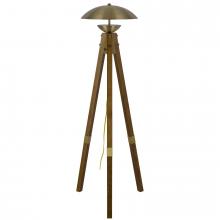 CAL Lighting BO-3801FL - Lakeland 18W intergrated LED tripod birch wood floor lamp with half domed metal shade