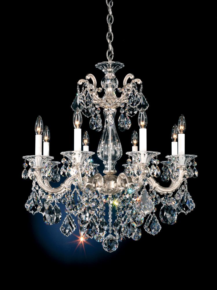 La Scala 8 Light 120V Chandelier in Heirloom Bronze with Clear Heritage Handcut Crystal