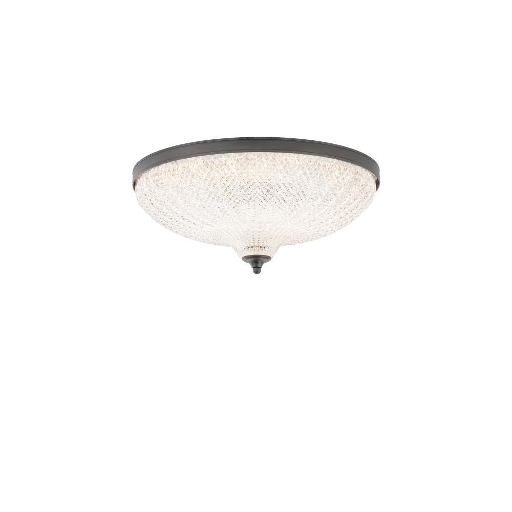 Roma 16in LED 3000K/3500K/4000K 120V-277V Flush Mount in Antique Nickel with Clear Optic Crystal