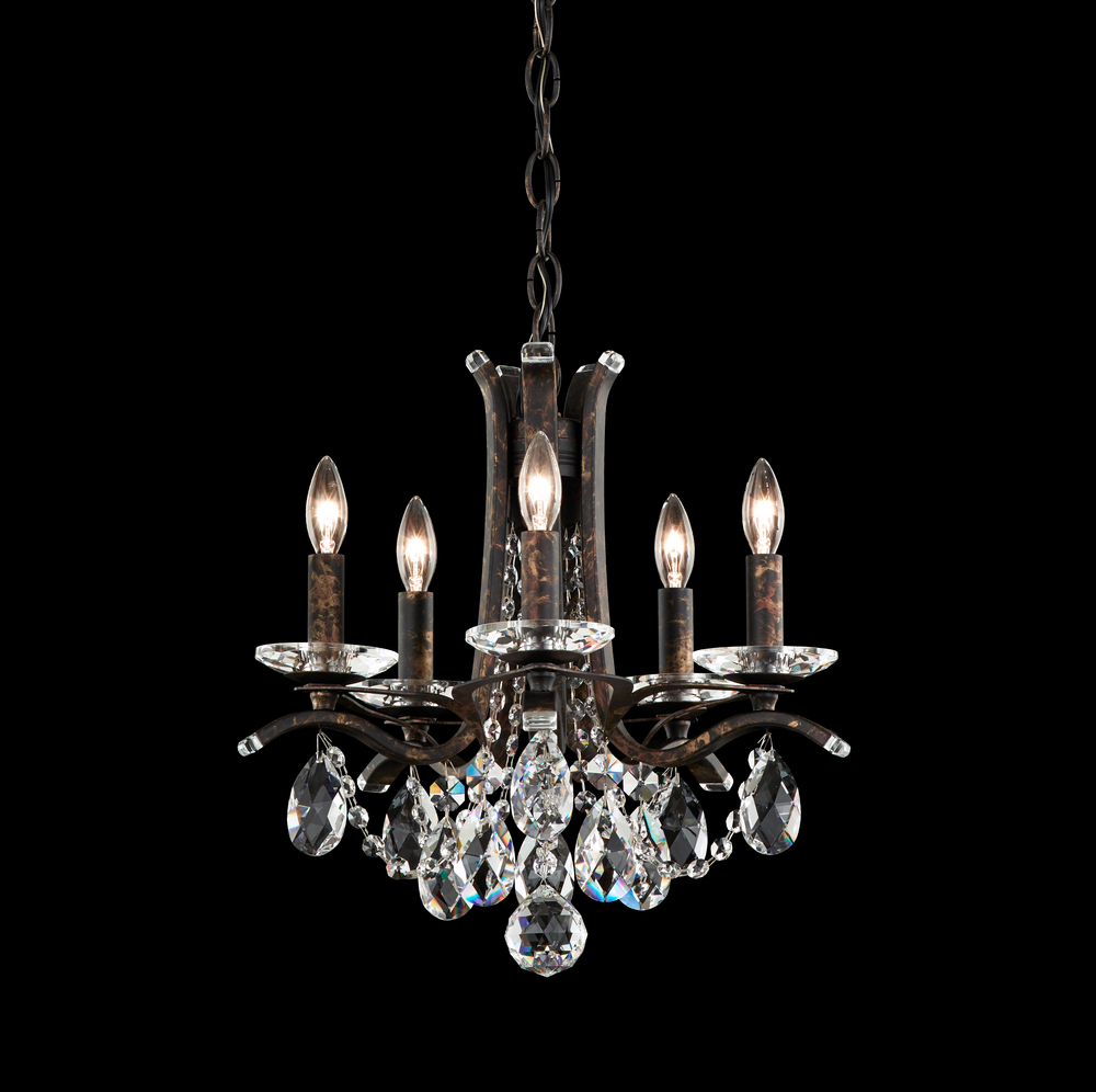 Vesca 5 Light 120V Chandelier in Etruscan Gold with Clear Heritage Handcut Crystal