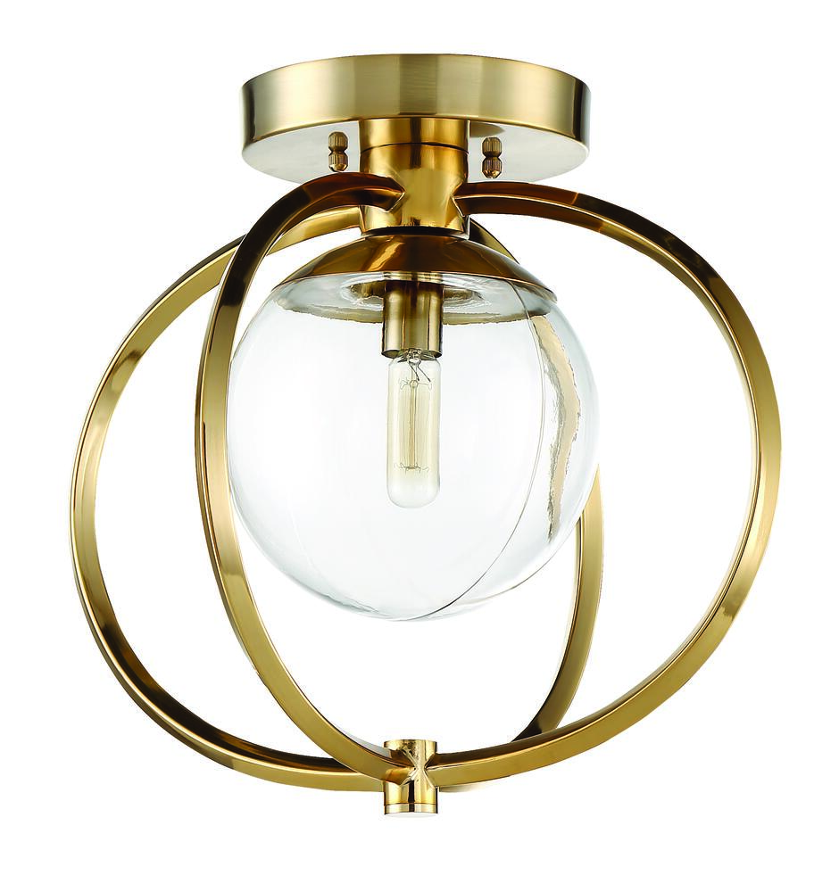 Piltz 1 Light Semi Flush in Satin Brass